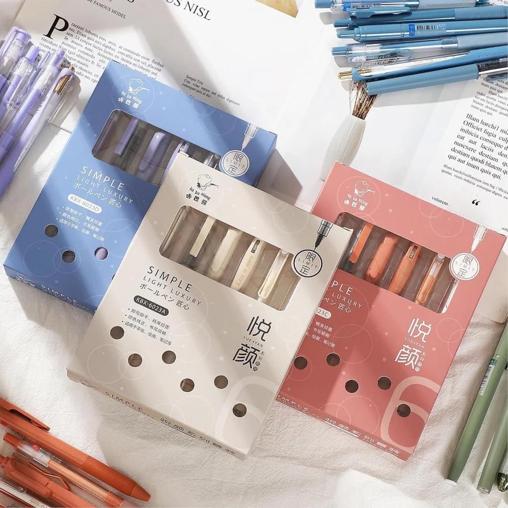 6 in 1 Aesthetic Gel Pen Set Pastel Cute Pens